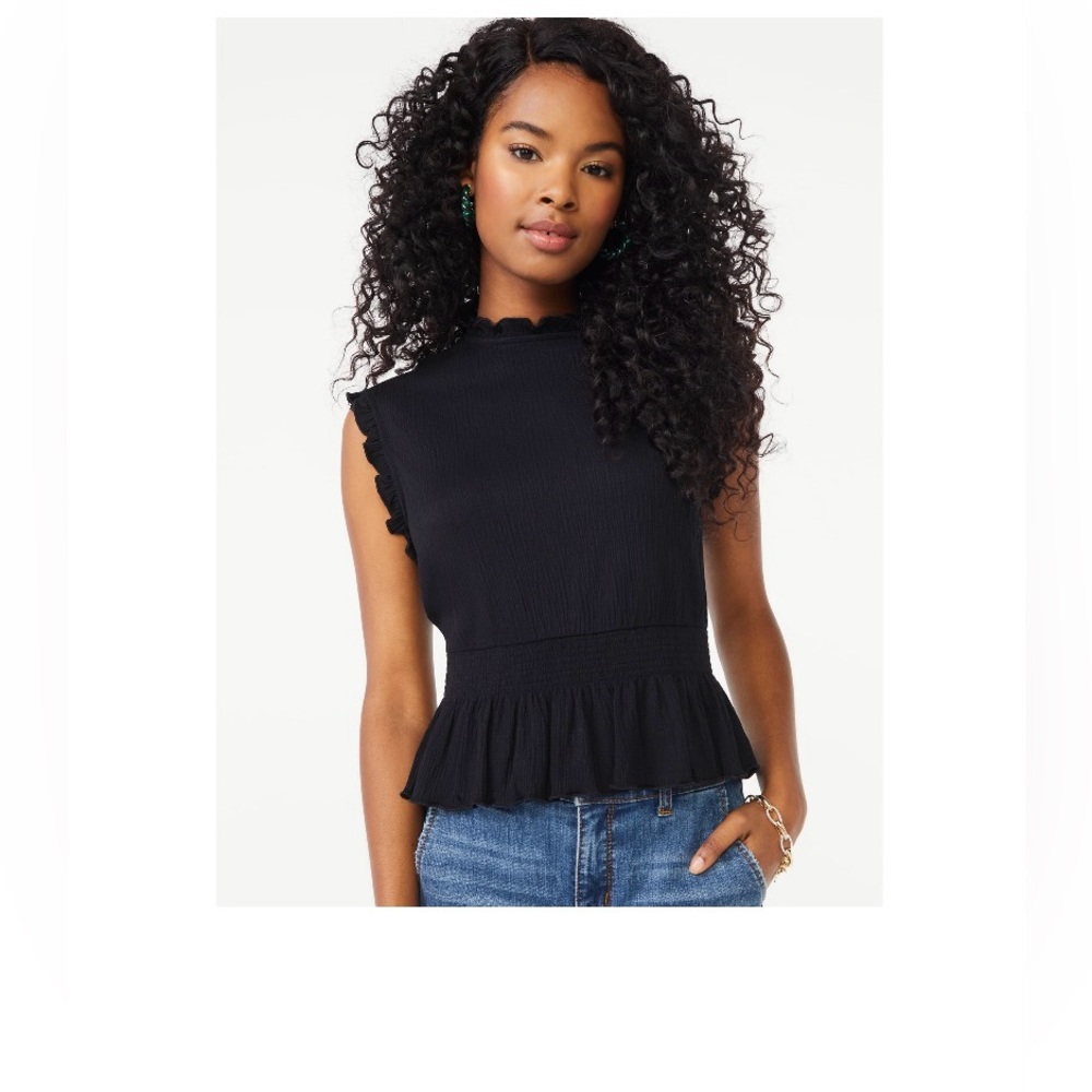 Black smocked top